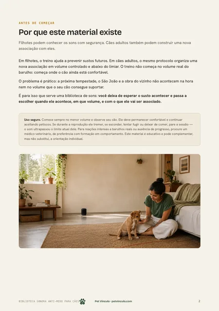 Página real de abertura, com a nota de uso seguro e a foto de uma sessão de treino em casa.